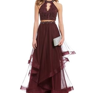 Two-piece Burgundy Prom Formal Dress Size 1